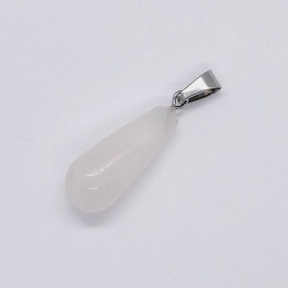 Rose Quartz Teardrop Pendant Bead 27x10mm Subtle Pink Hue - Picture 5 of 6